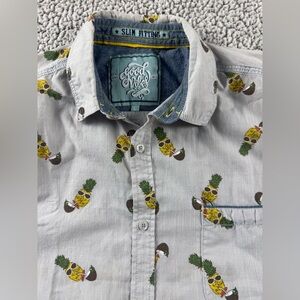 Good Vibes Pineapple Print Men's Shirt - Gray Slim Fit size L